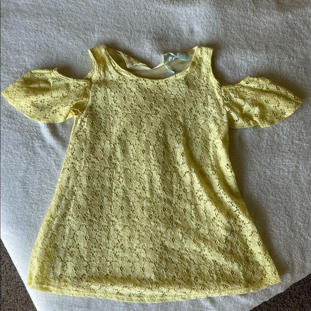 Yellow open shoulder top